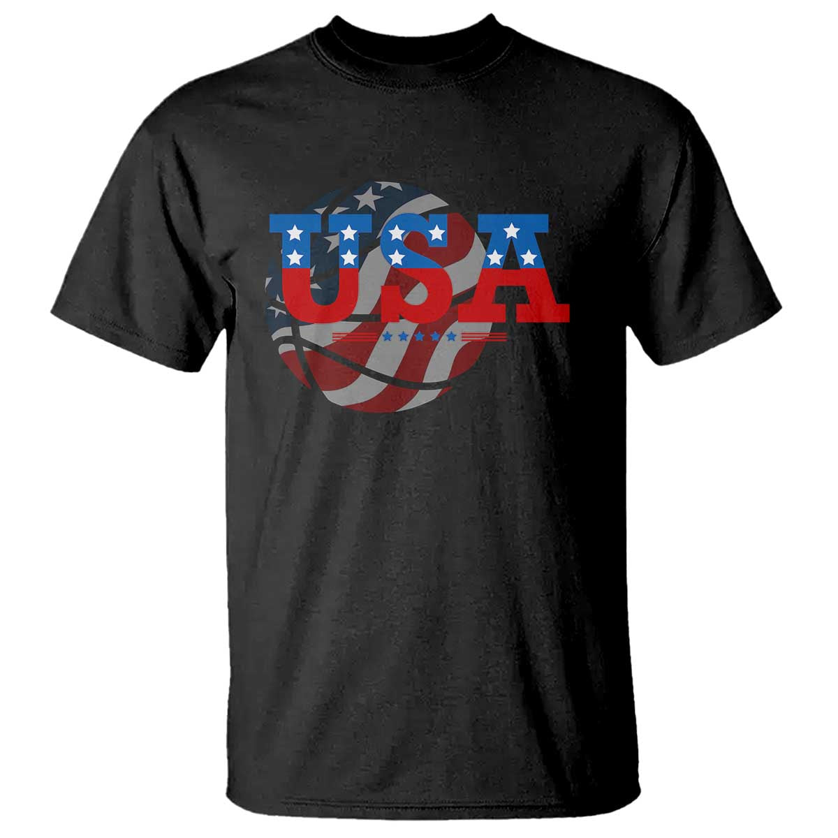 USA Basketball T Shirt Patriotic American Flag Stars and Stripes Team Sport Fan