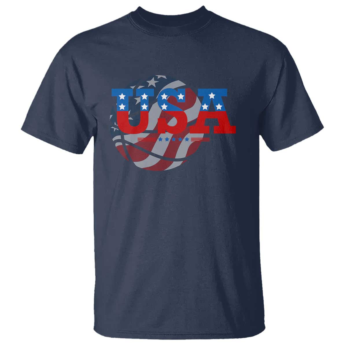 USA Basketball T Shirt Patriotic American Flag Stars and Stripes Team Sport Fan