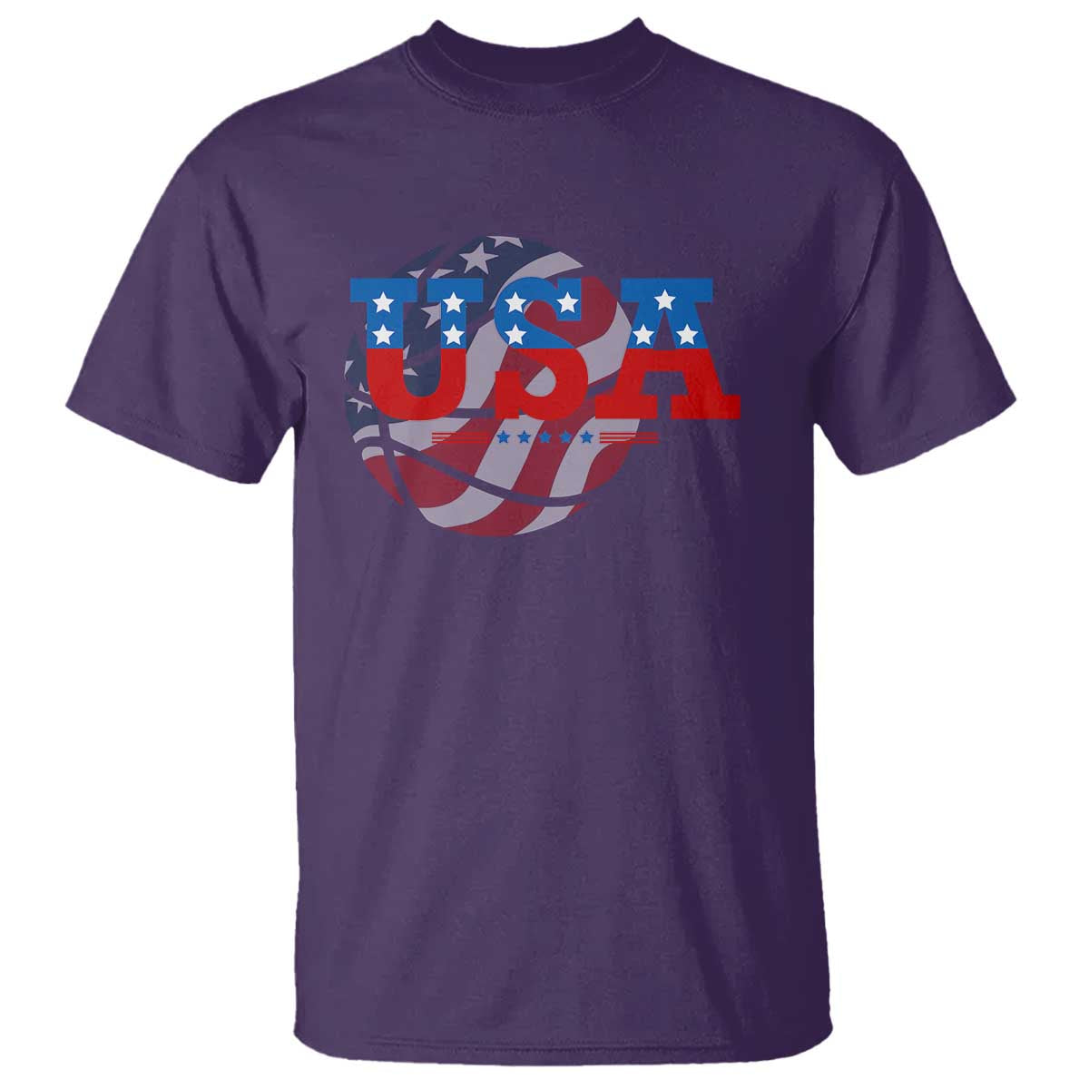 USA Basketball T Shirt Patriotic American Flag Stars and Stripes Team Sport Fan