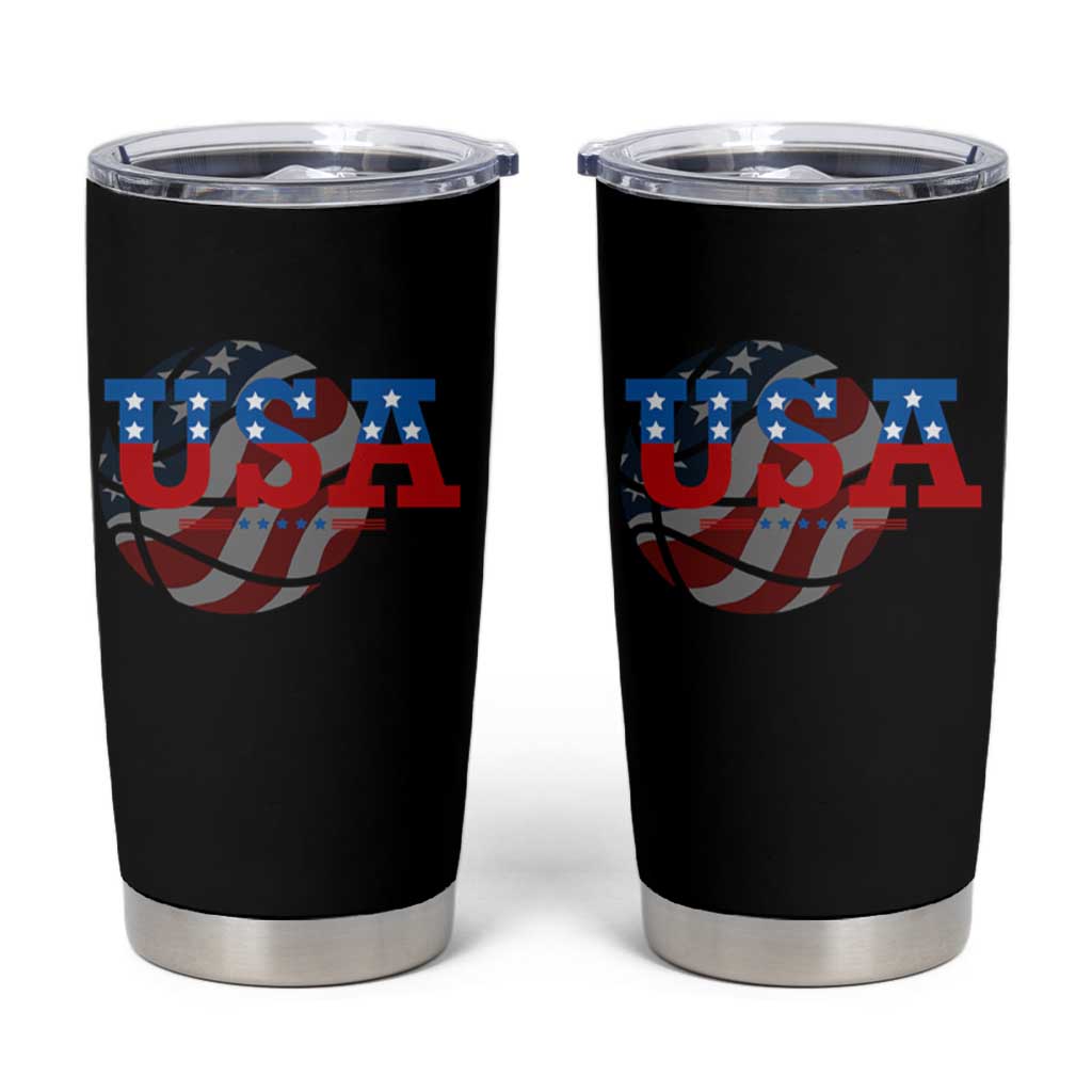 Basketball Tumbler Cup USA Patriotic American Flag Stars and Stripes Team Sport Fan