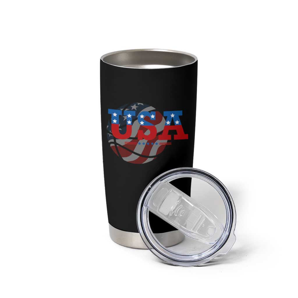 Basketball Tumbler Cup USA Patriotic American Flag Stars and Stripes Team Sport Fan