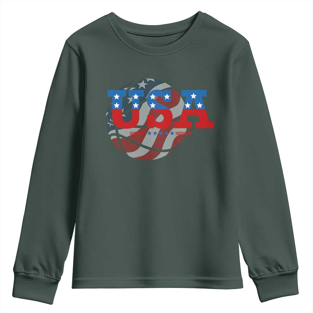 Basketball Youth Sweatshirt USA Patriotic American Flag Stars and Stripes Team Sport Fan