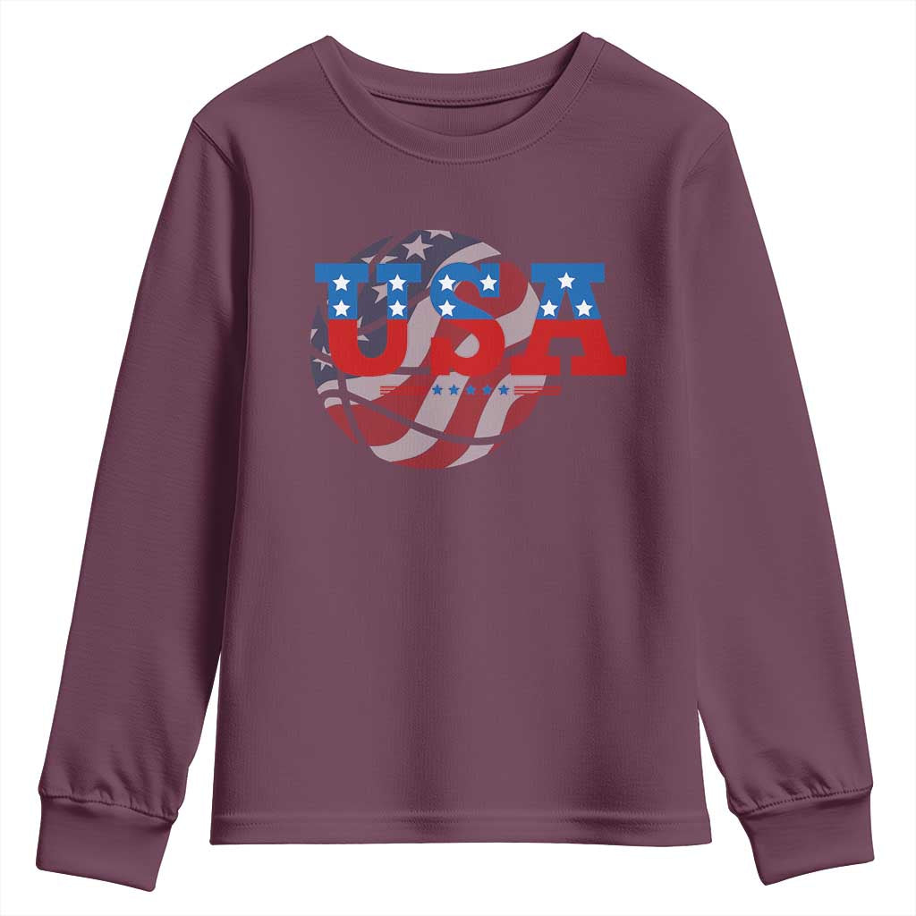 Basketball Youth Sweatshirt USA Patriotic American Flag Stars and Stripes Team Sport Fan
