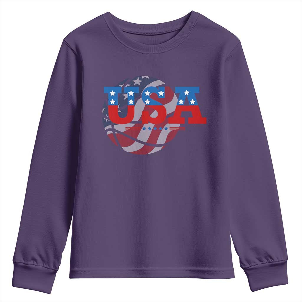 Basketball Youth Sweatshirt USA Patriotic American Flag Stars and Stripes Team Sport Fan