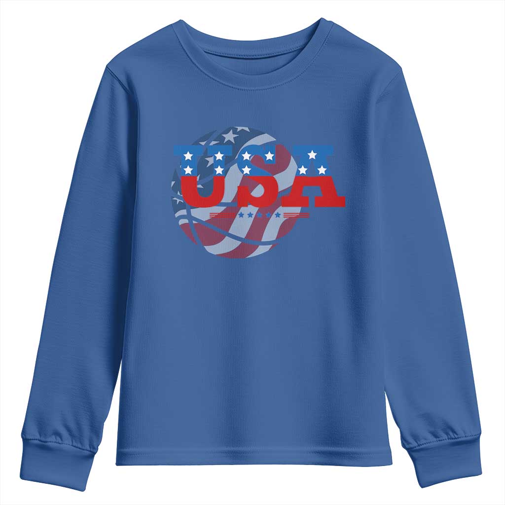 Basketball Youth Sweatshirt USA Patriotic American Flag Stars and Stripes Team Sport Fan