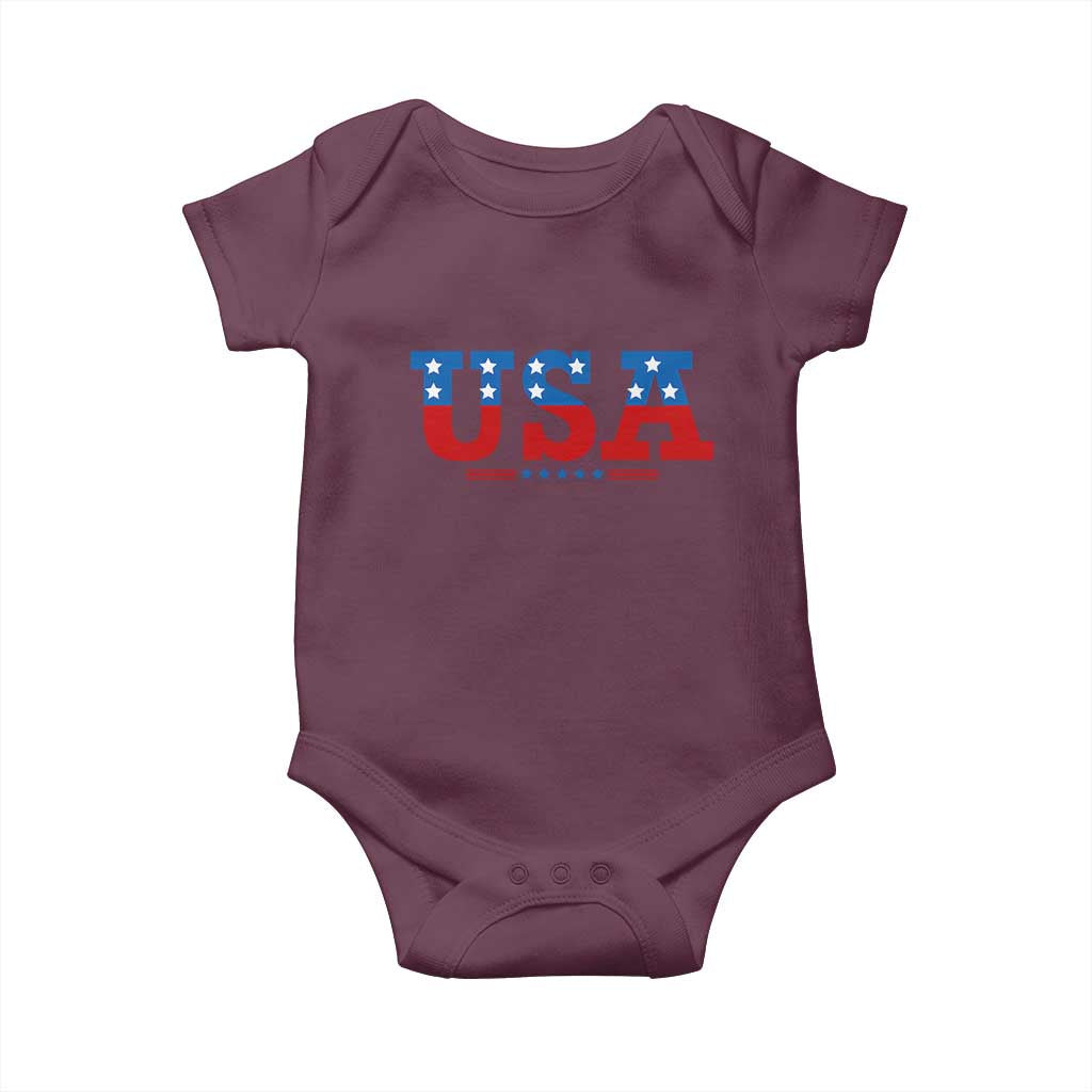 USA Patriotic Baby Onesie Red White Blue Stars