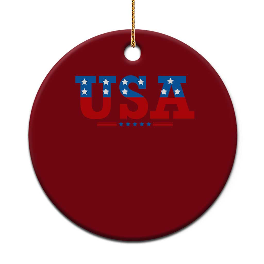 USA Patriotic Ceramic Ornament Red White Blue Stars - Wonder Print Shop