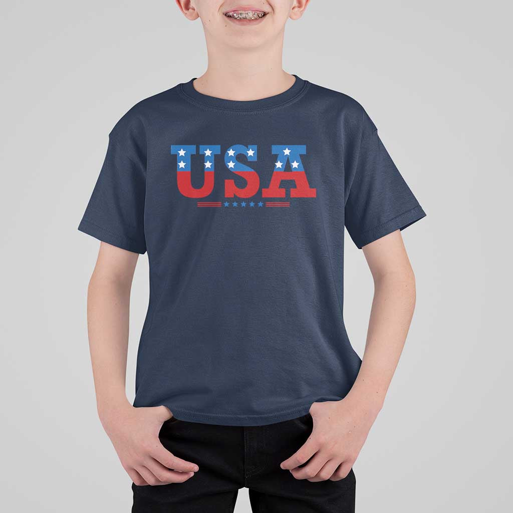USA Patriotic T Shirt For Kid Red White Blue Stars