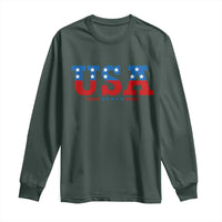 USA Patriotic Long Sleeve Shirt Red White Blue Stars