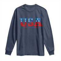 USA Patriotic Long Sleeve Shirt Red White Blue Stars