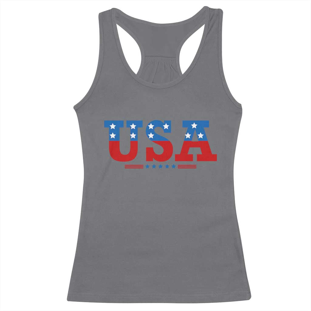 USA Patriotic Racerback Tank Top Red White Blue Stars