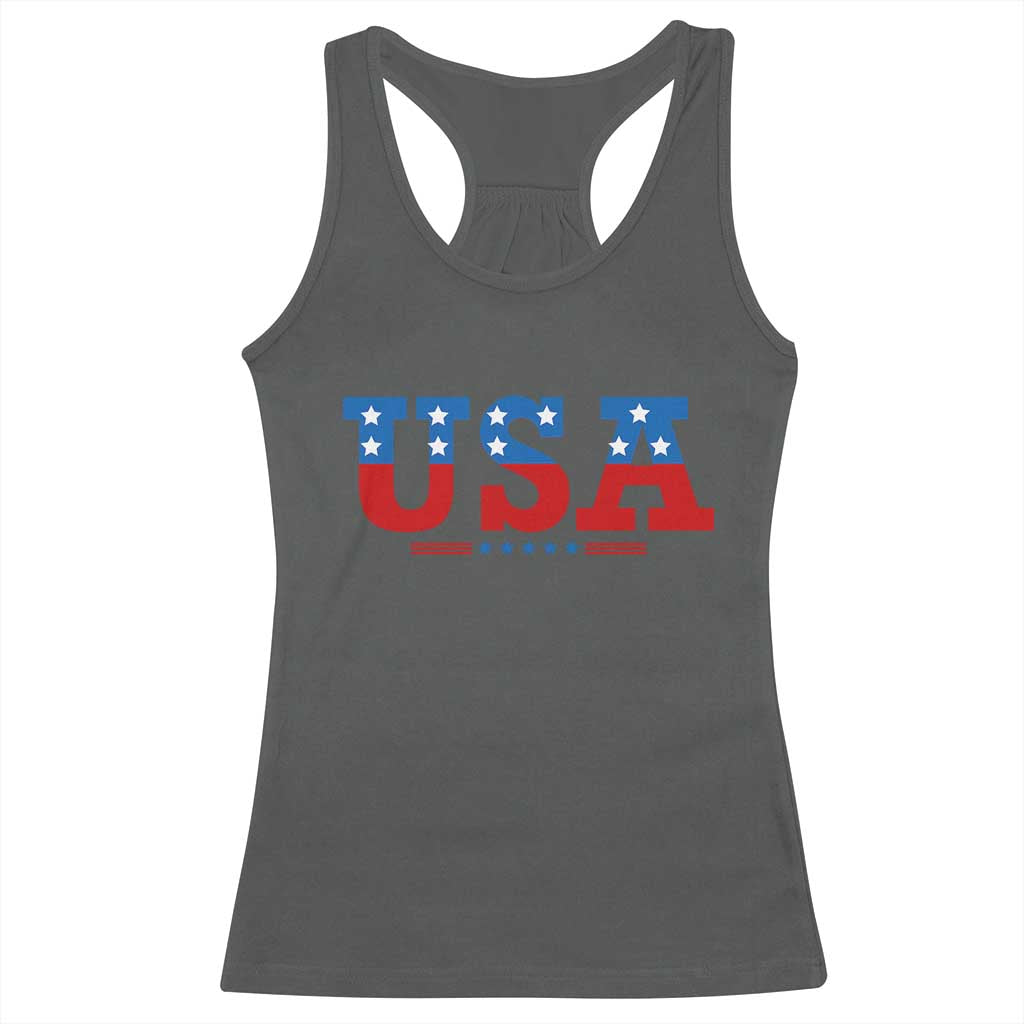 USA Patriotic Racerback Tank Top Red White Blue Stars