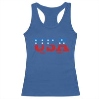 USA Patriotic Racerback Tank Top Red White Blue Stars
