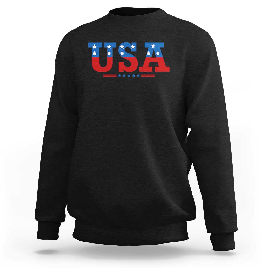 USA Patriotic Sweatshirt Red White Blue Stars