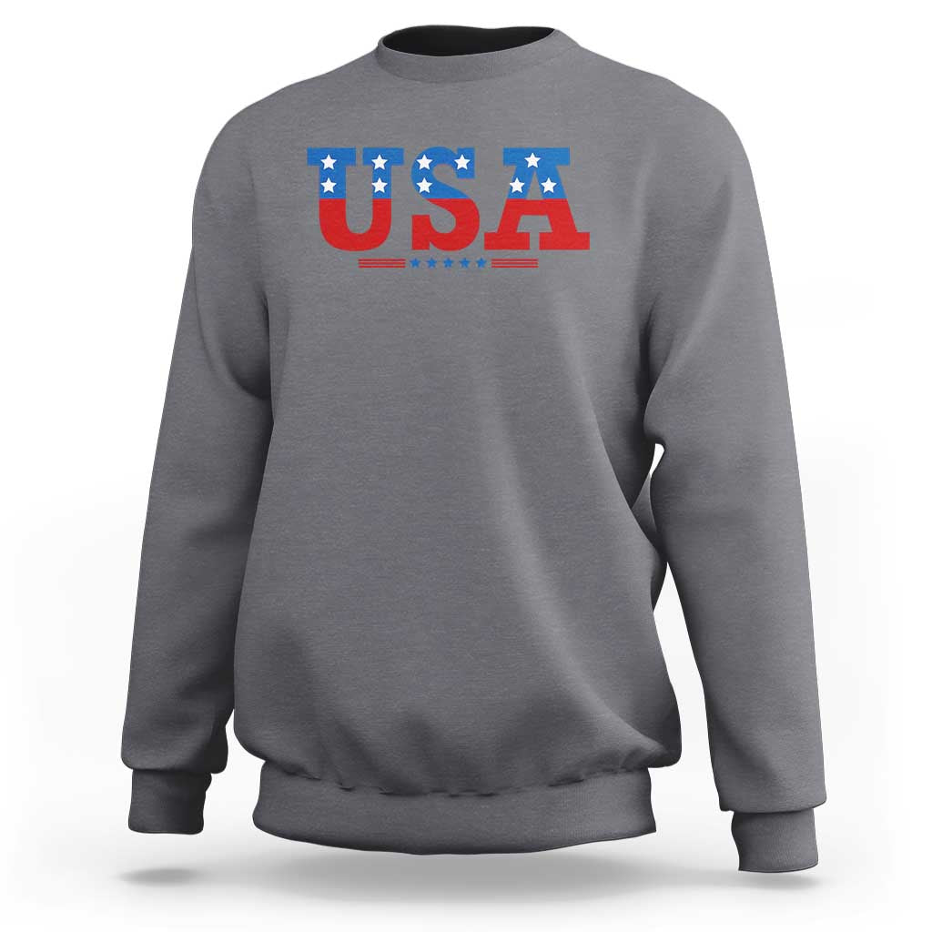 USA Patriotic Sweatshirt Red White Blue Stars