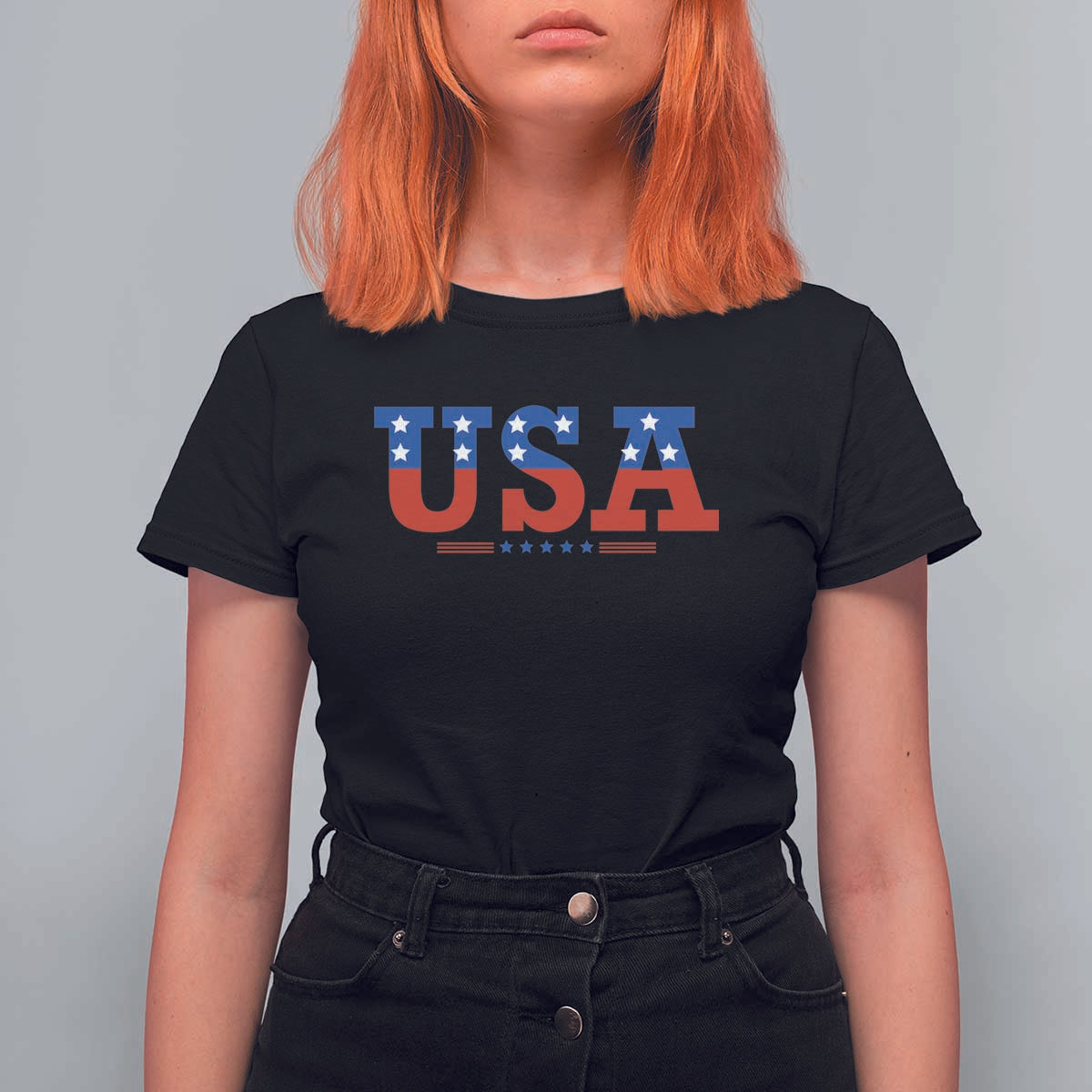 USA Patriotic T Shirt For Women Red White Blue Stars