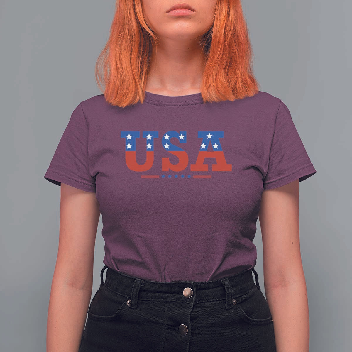 USA Patriotic T Shirt For Women Red White Blue Stars