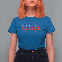 USA Patriotic T Shirt For Women Red White Blue Stars