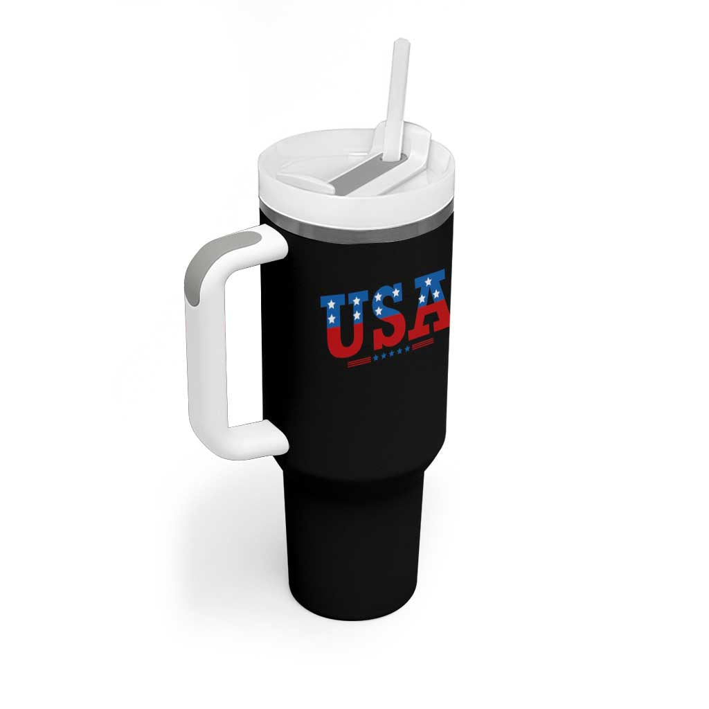 USA Patriotic Tumbler With Handle Red White Blue Stars