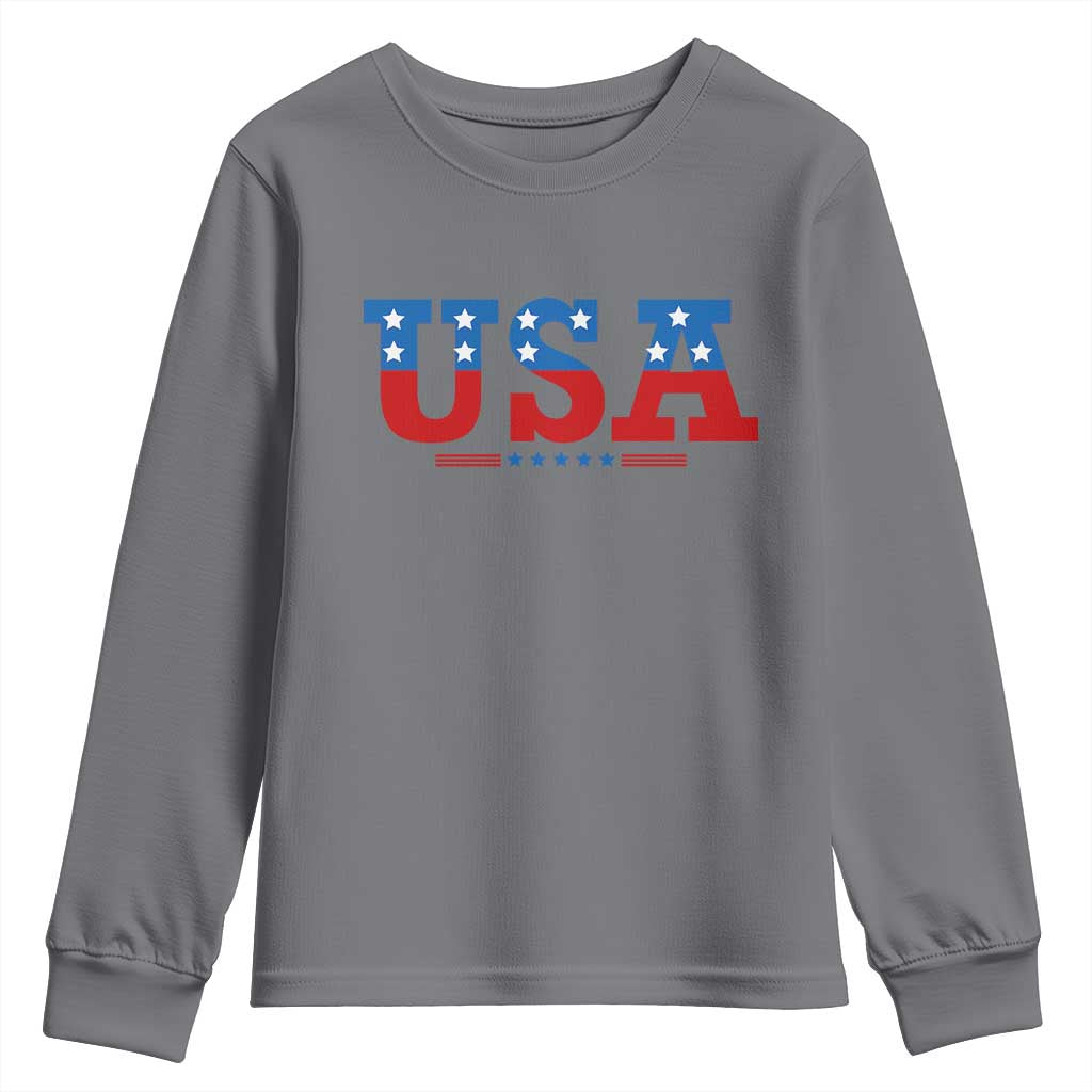 USA Patriotic Youth Sweatshirt Red White Blue Stars