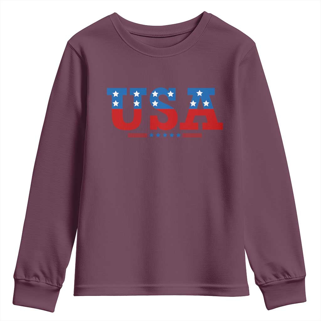 USA Patriotic Youth Sweatshirt Red White Blue Stars