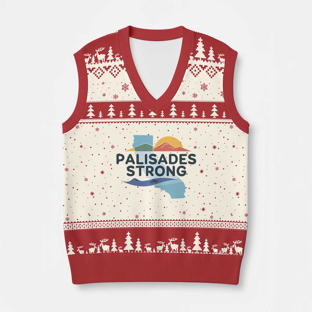 Palisades Strong V-Neck Knit Sweater Vest Support California LA Relief - Wonder Print Shop