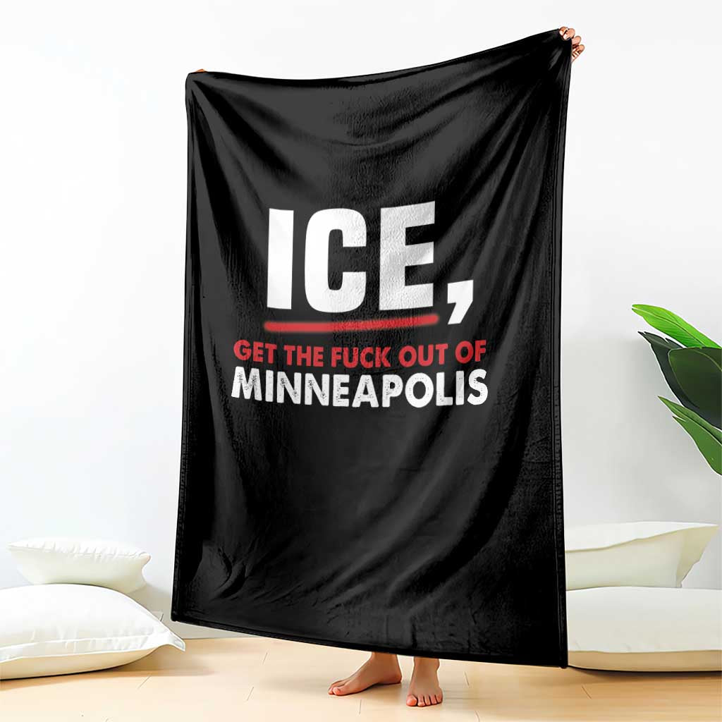 Ice Get The F Out of Minneapolis Throw Blanket Red and White Statement Justice and Resistance Protest