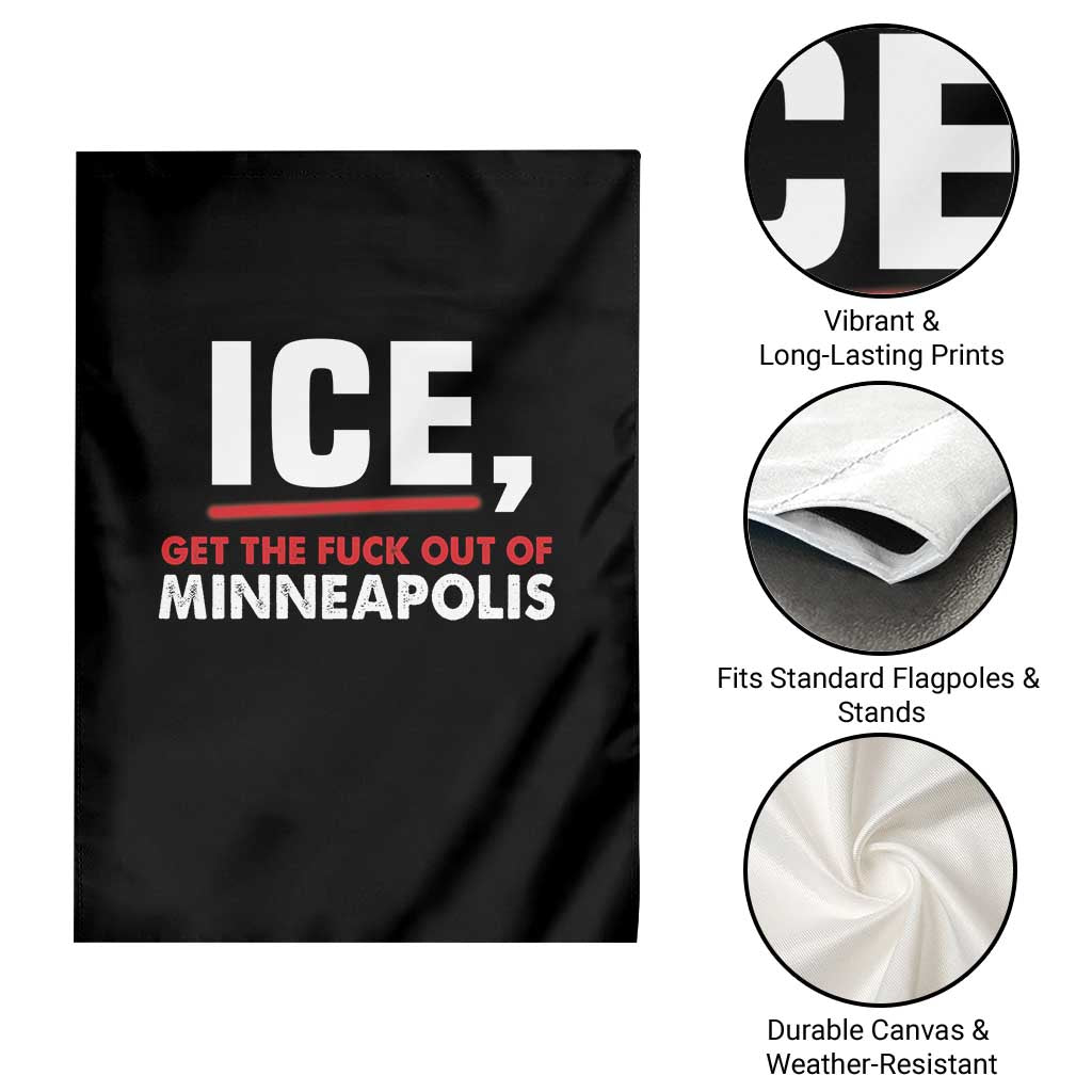 Ice Get The F Out of Minneapolis Garden Flag Red and White Statement Justice and Resistance Protest