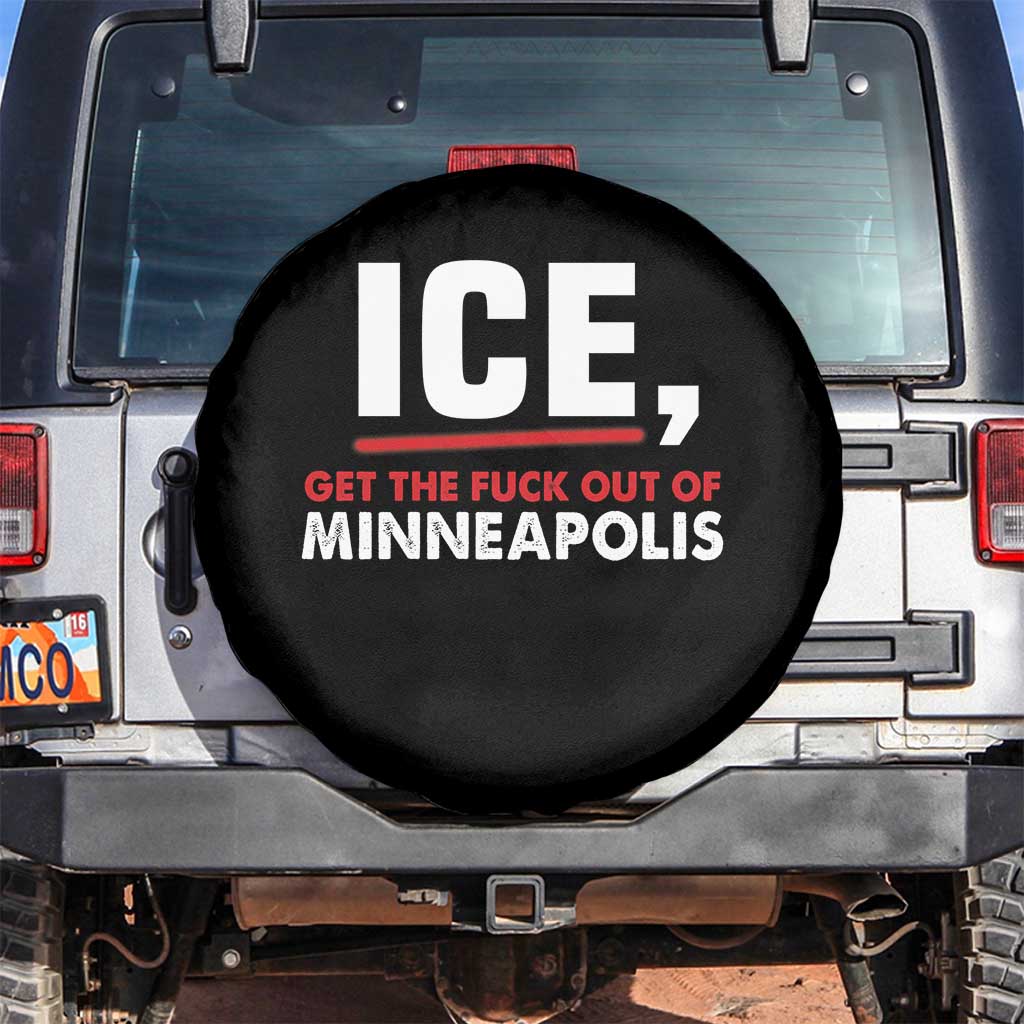 Ice Get The F Out of Minneapolis Spare Tire Cover Red and White Statement Justice and Resistance Protest
