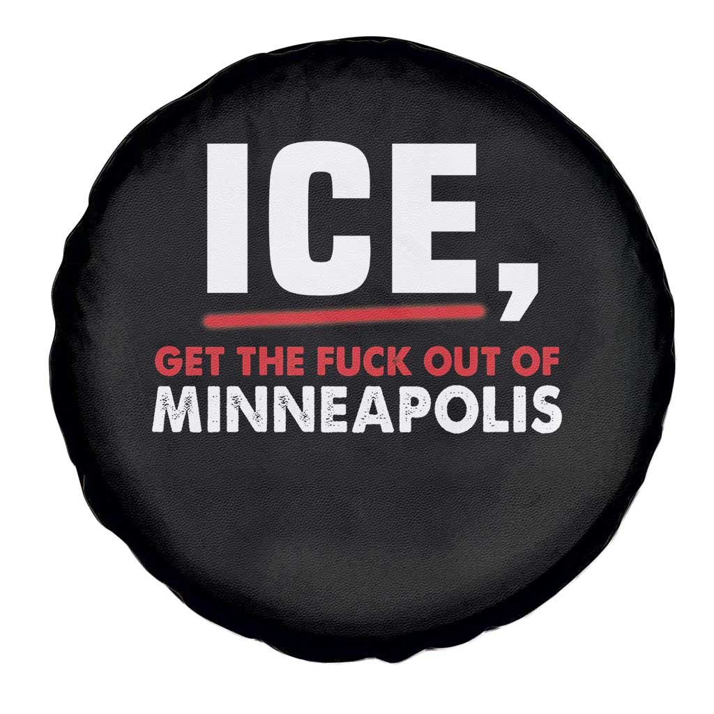 Ice Get The F Out of Minneapolis Spare Tire Cover Red and White Statement Justice and Resistance Protest