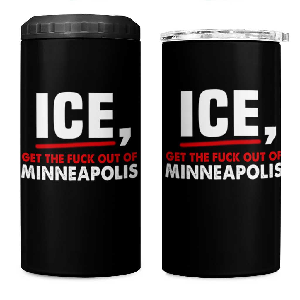 Ice Get The F Out of Minneapolis 4 in 1 Can Cooler Tumbler Red and White Statement Justice and Resistance Protest