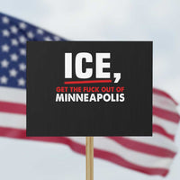 Ice Get The F Out of Minneapolis Protest Sign Red and White Statement Justice and Resistance Protest
