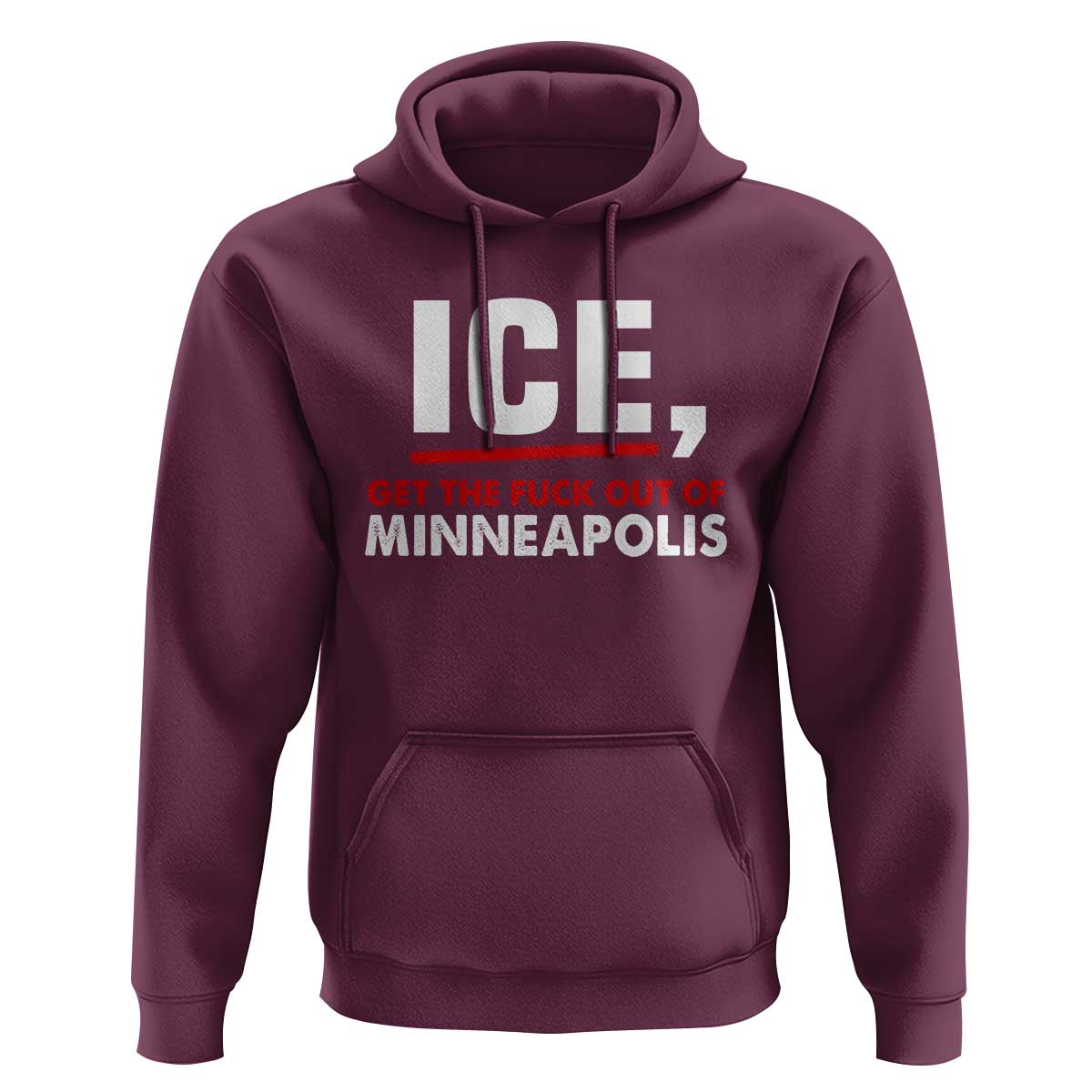 Ice Get The F Out of Minneapolis Hoodie Red and White Statement Justice and Resistance Protest - Wonder Print Shop