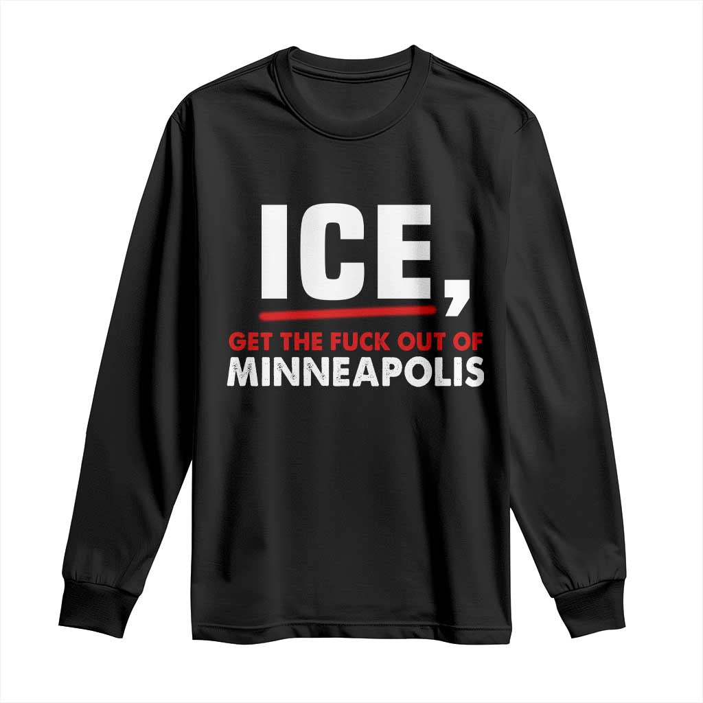 Ice Get The F Out of Minneapolis Long Sleeve Shirt Red and White Statement Justice and Resistance Protest - Wonder Print Shop