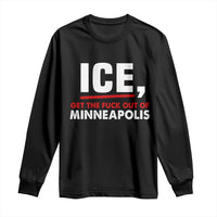 Ice Get The F Out of Minneapolis Long Sleeve Shirt Red and White Statement Justice and Resistance Protest - Wonder Print Shop
