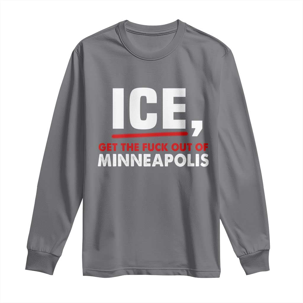 Ice Get The F Out of Minneapolis Long Sleeve Shirt Red and White Statement Justice and Resistance Protest - Wonder Print Shop