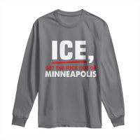 Ice Get The F Out of Minneapolis Long Sleeve Shirt Red and White Statement Justice and Resistance Protest - Wonder Print Shop