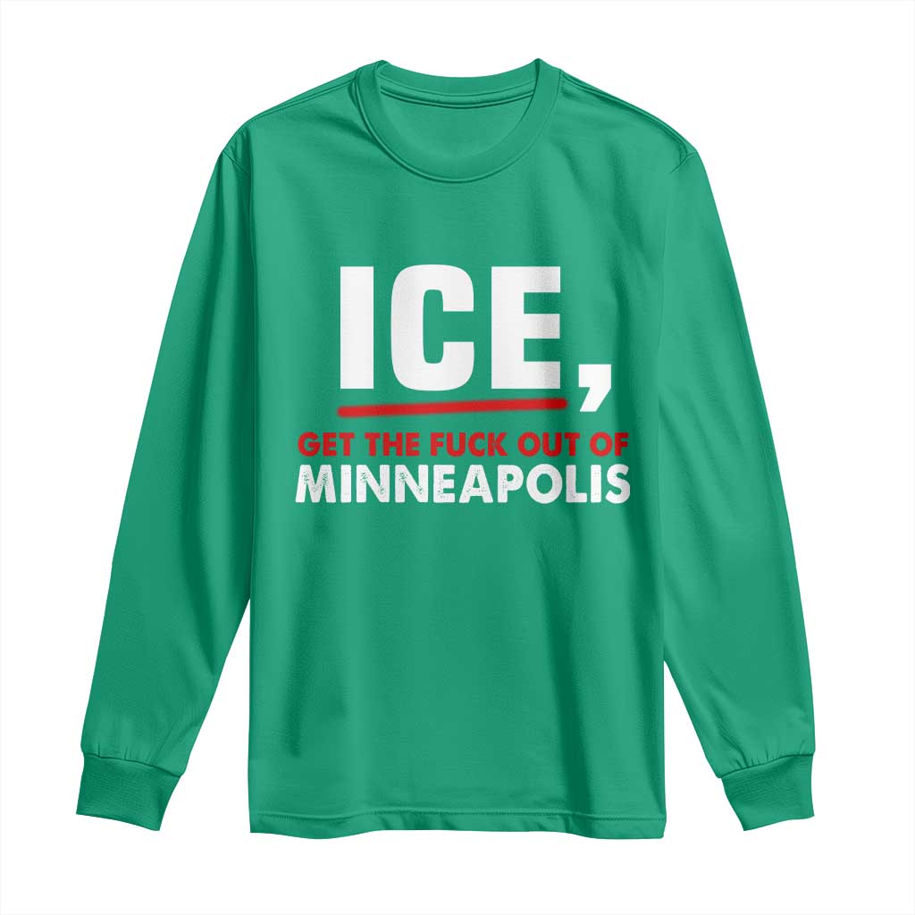 Ice Get The F Out of Minneapolis Long Sleeve Shirt Red and White Statement Justice and Resistance Protest - Wonder Print Shop