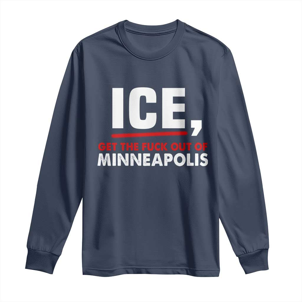 Ice Get The F Out of Minneapolis Long Sleeve Shirt Red and White Statement Justice and Resistance Protest - Wonder Print Shop