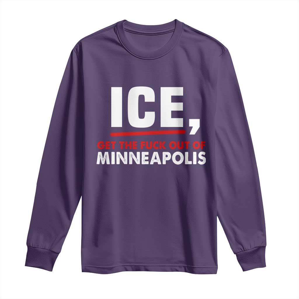 Ice Get The F Out of Minneapolis Long Sleeve Shirt Red and White Statement Justice and Resistance Protest - Wonder Print Shop