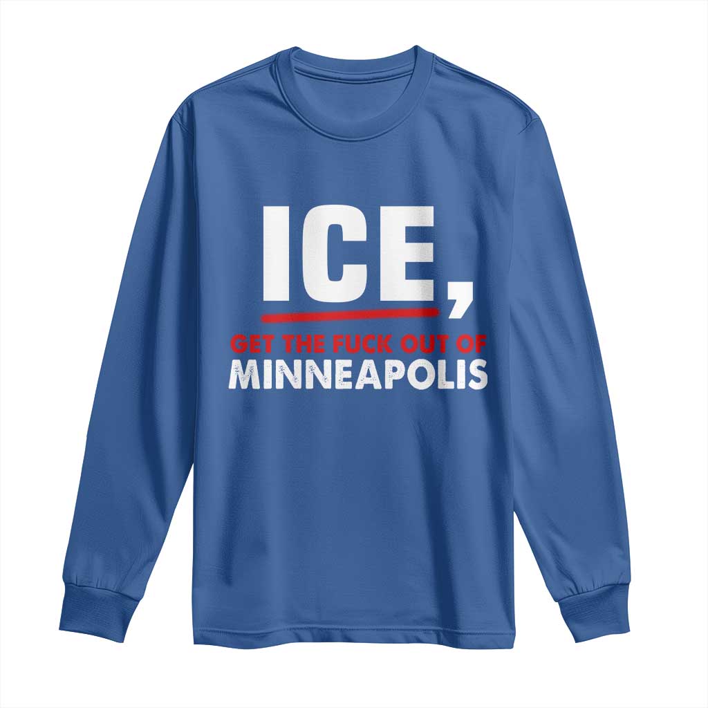 Ice Get The F Out of Minneapolis Long Sleeve Shirt Red and White Statement Justice and Resistance Protest - Wonder Print Shop