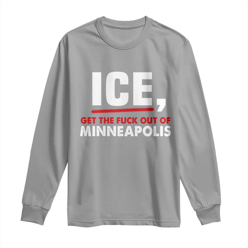 Ice Get The F Out of Minneapolis Long Sleeve Shirt Red and White Statement Justice and Resistance Protest - Wonder Print Shop