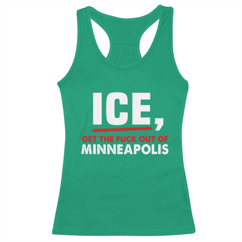Ice Get The F Out of Minneapolis Racerback Tank Top Red and White Statement Justice and Resistance Protest - Wonder Print Shop