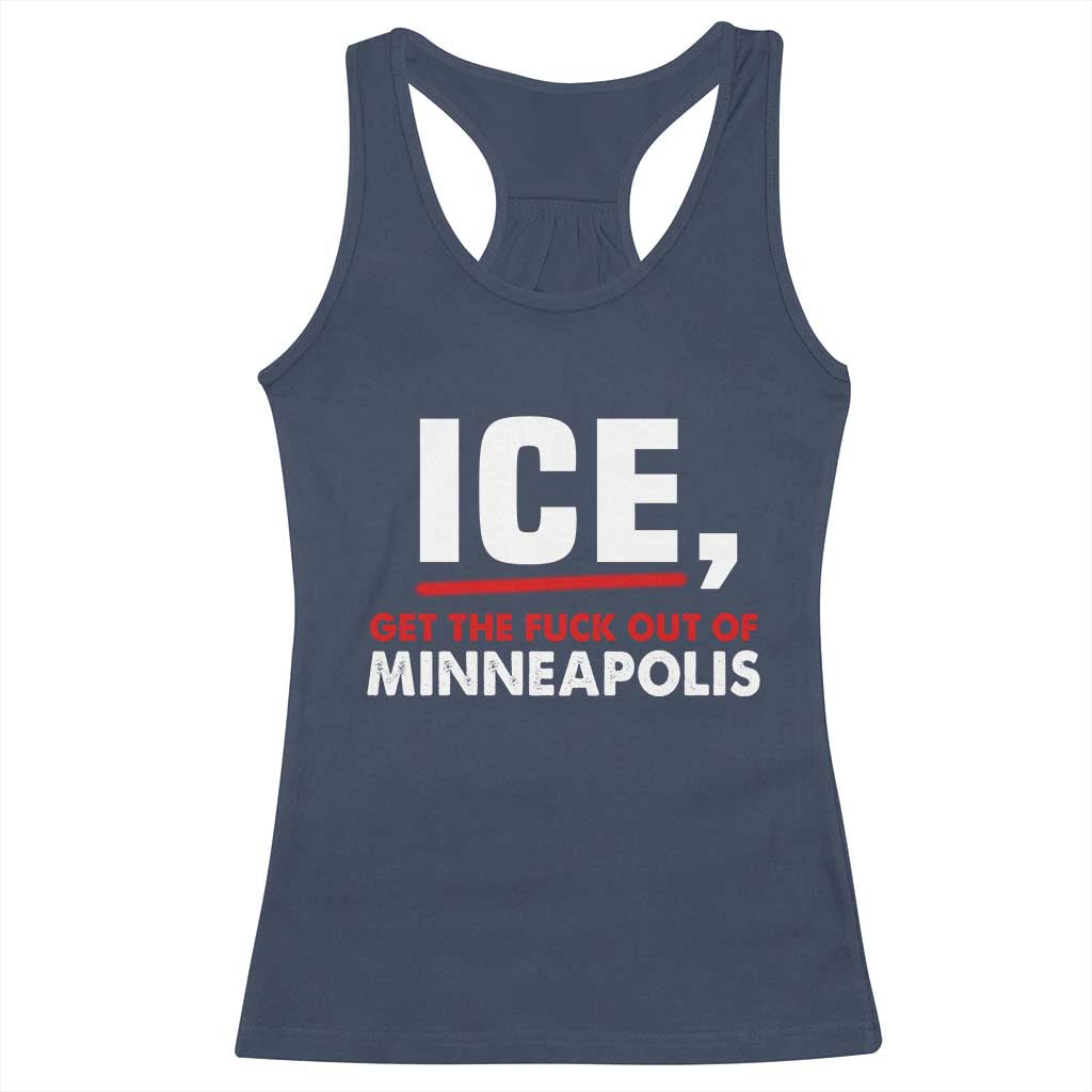Ice Get The F Out of Minneapolis Racerback Tank Top Red and White Statement Justice and Resistance Protest - Wonder Print Shop