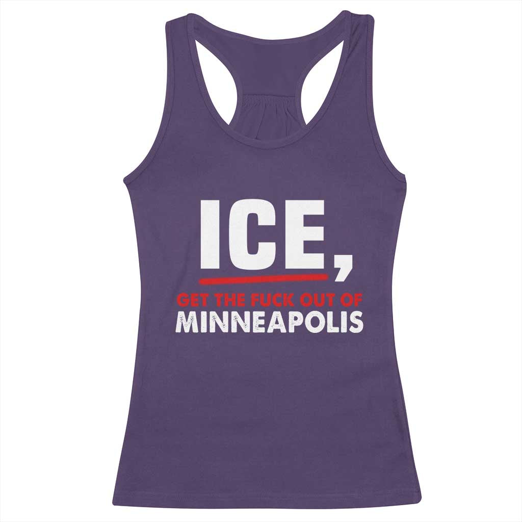 Ice Get The F Out of Minneapolis Racerback Tank Top Red and White Statement Justice and Resistance Protest - Wonder Print Shop