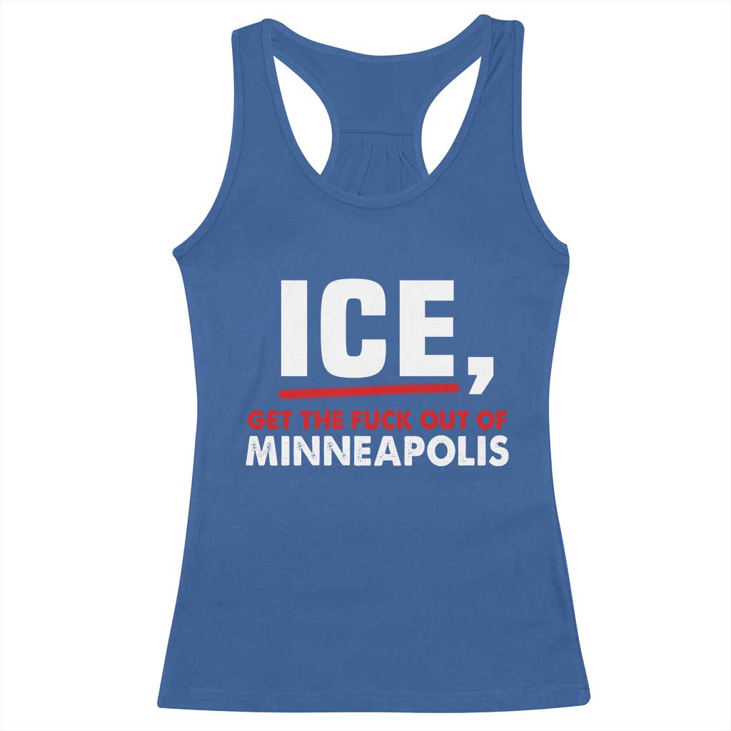 Ice Get The F Out of Minneapolis Racerback Tank Top Red and White Statement Justice and Resistance Protest - Wonder Print Shop