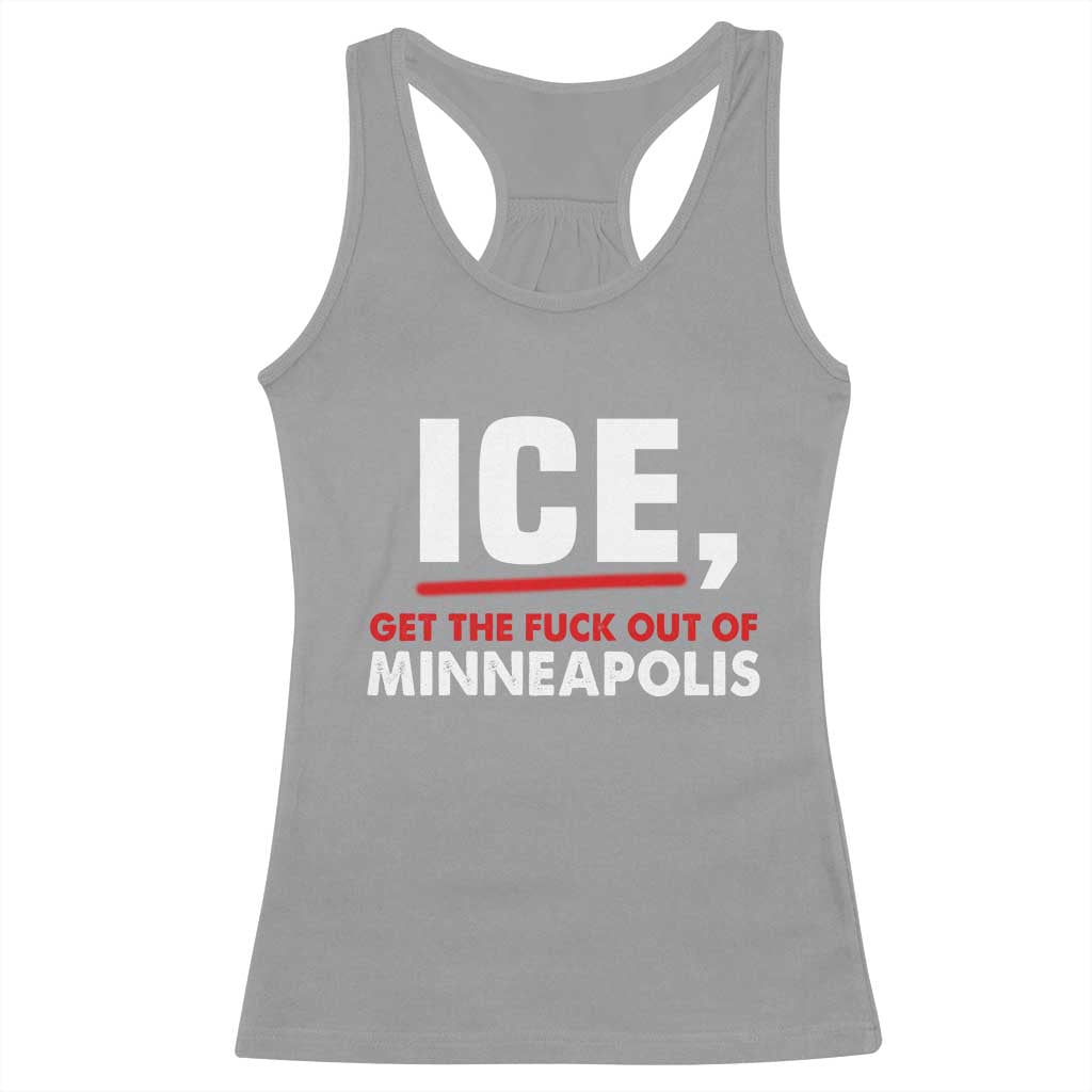 Ice Get The F Out of Minneapolis Racerback Tank Top Red and White Statement Justice and Resistance Protest - Wonder Print Shop