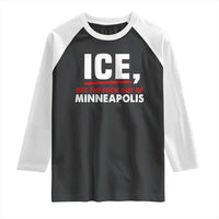 Ice Get The F Out of Minneapolis Raglan Shirt Red and White Statement Justice and Resistance Protest - Wonder Print Shop