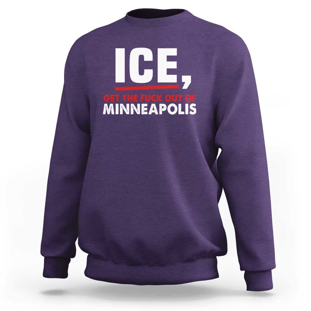 Ice Get The F Out of Minneapolis Sweatshirt Red and White Statement Justice and Resistance Protest - Wonder Print Shop