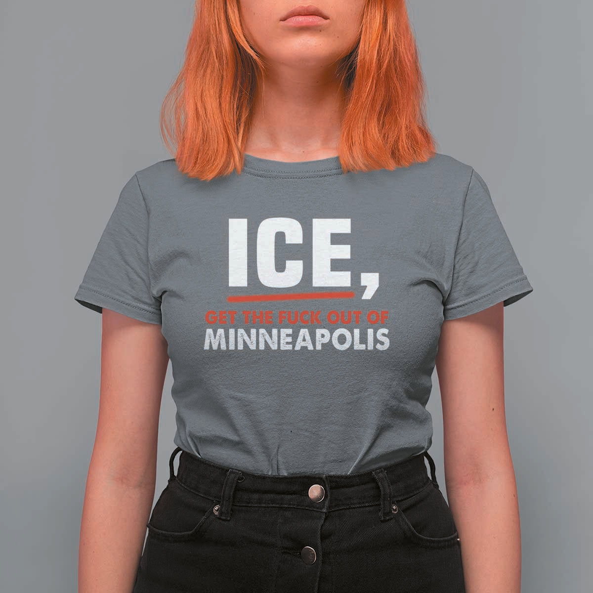 Ice Get The F Out of Minneapolis T Shirt For Women Red and White Statement Justice and Resistance Protest - Wonder Print Shop